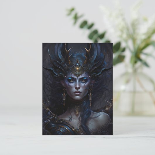 Dark Goddess Queen Fantasy Art Postkarte (Stehend Vorderseite)