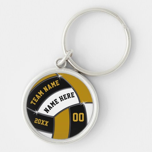 Dark Gold and Black Custom Volleyball Keychains Schlüsselanhänger (Vorne)