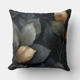 Dark Gold Botanical Throw Pillow Kissen