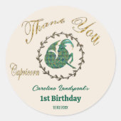 Dark Gold Floral Embossed Capricorn Zodiac Runder Aufkleber (Vorderseite)