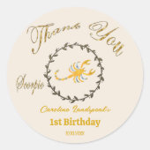 Dark Gold Floral Embossed Scorpio Zodiac Runder Aufkleber (Vorderseite)