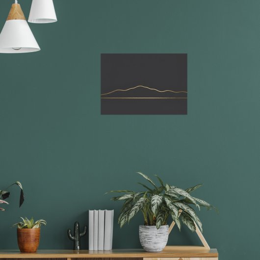 Dark Gold Mountain Line Poster (Wohnzimmer 1)