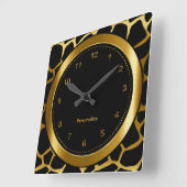 Dark Gold und Black Giraffe Muster drucken Quadratische Wanduhr (Winkel)