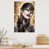 Dark Golden Beauty Body Paint Glamorous Art Poster (Küche)