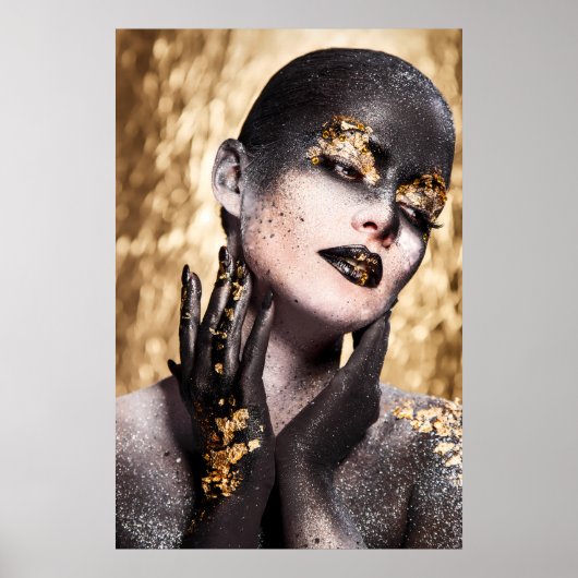 Dark Golden Beauty Body Paint Glamorous Art Poster (Vorne)
