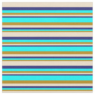 Dark Goldenrod, Aqua, Midnight Blue und Tan Stoff