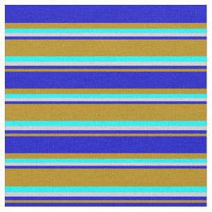 Dark Goldenrod, Blue, Light Gray & Aqua Muster Stoff