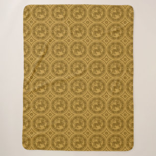 Dark Goldenrod Mittelalterliche Löwen Sherpa Blank Sherpadecke