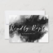 Dark Goth Black Watercolor Wedding RSVP Card (Vorderseite)