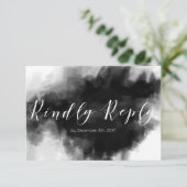 Dark Goth Black Watercolor Wedding RSVP Card (Stehend Vorderseite)