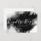 Dark Goth Black Watercolor Wedding RSVP Card (Vorne/Hinten)