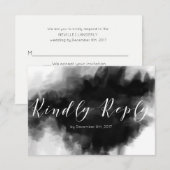 Dark Goth Black Watercolor Wedding RSVP Card Karte (Vorne/Hinten)