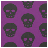Dark Goth Lila Black Skulls Polka Dots Muster Stoff (Nahaufnahme)