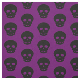 Dark Goth Lila Black Skulls Polka Dots Muster Stoff