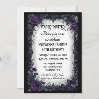 Dark Goth mit Lila Rose Geburtstagsparty Einladung