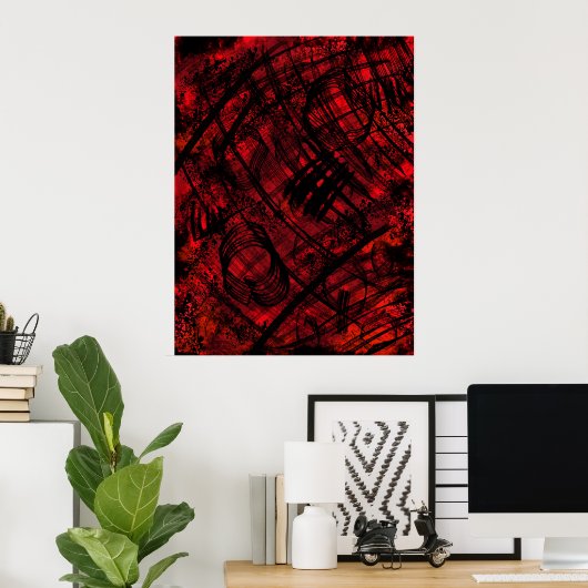 Dark Gothic Abstract Wall Art Red and Black Poster (Heimbüro)