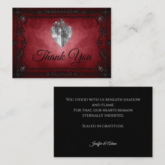 Dark Gothic Alternative Halloween wedding Mitteilungskarte (Vorne/Hinten)