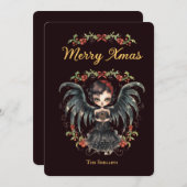 Dark Gothic Angel Christmas Feiertagskarte (Vorne/Hinten)
