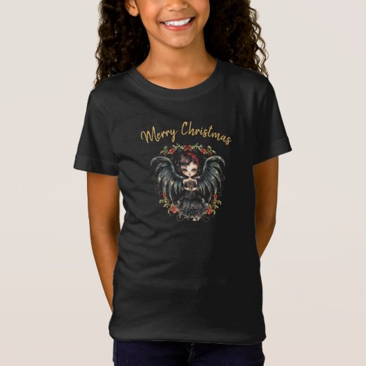 Dark Gothic Angel Christmas T-Shirt (Vorderseite)