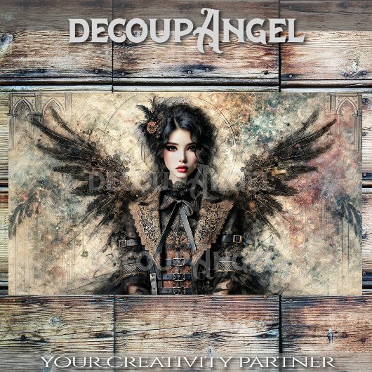 Dark Gothic Angel Decoupage Seidenpapier