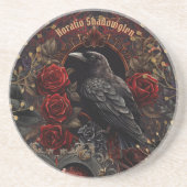 Dark Gothic Beauty Red Roses Black Crow Raven Bird Getränkeuntersetzer (Vorne)