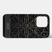 Dark Gothic Black & Bronze Filigree Case-Mate iPhone Hülle (Rückseite (Horizontal))