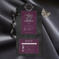 Dark Gothic Black & Burgundy Floral Satin Dinner