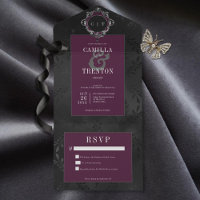 Dark Gothic Black Burgundy Floral Satin No Dinner