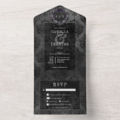 Dark Gothic Black Damask Dinner All In One Einladung (Innen Boden)
