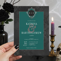 Dark Gothic Black Floral Satin Damask Aquamarine H