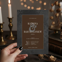Dark Gothic Black Floral Satin Damask Brown