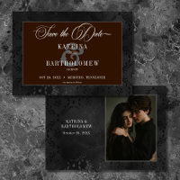 Dark Gothic Black Floral Satin Damask Brown Foto