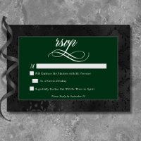 Dark Gothic Black Floral Satin Damask Green