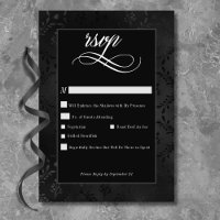 Dark Gothic Black Floral Satin Damask Hochzeit