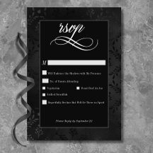 Dark Gothic Black Floral Satin Damask Hochzeit
