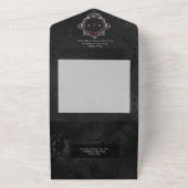 Dark Gothic Black Floral Satin Dinner All In One Einladung (Außenbereich)