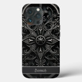 Dark Gothic Black & Gray Filigree Medallion Case-Mate iPhone Hülle (Rückseite)