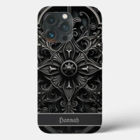 Dark Gothic Black & Gray Filigree Medallion