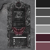 Dark Gothic Black & Gray Filigree Moth Dinner All In One Einladung