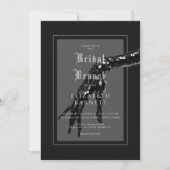 Dark Gothic Black Sequin Hand Bridal Brunch Einladung (Vorderseite)