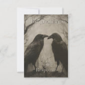 Dark Gothic Black & Tan Raven Couple Dinner RSVP Karte (Vorderseite)