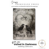Dark Gothic Black & Tan Raven Couple Wedding Dankeskarte
