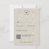 Dark Gothic Black & Tan Raven Couple Wedding RSVP Karte (Rückseite)