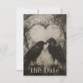 Dark Gothic Black & Tan Raven Couple Wedding Save The Date (Vorderseite)