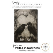 Dark Gothic Black & Tan Raven Couple Wedding Save The Date