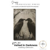 Dark Gothic Black & Tan Raven Couple Wedding Save The Date