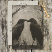 Dark Gothic Black & Tan Raven Script Dinner RSVP Karte