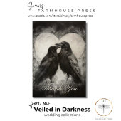 Dark Gothic Black & Tan Raven Script Wedding Dankeskarte
