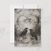 Dark Gothic Black & Tan Raven Script Wedding Dankeskarte (Vorderseite)