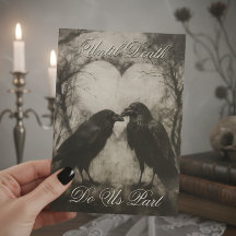 Dark Gothic Black & Tan Raven Script Wedding